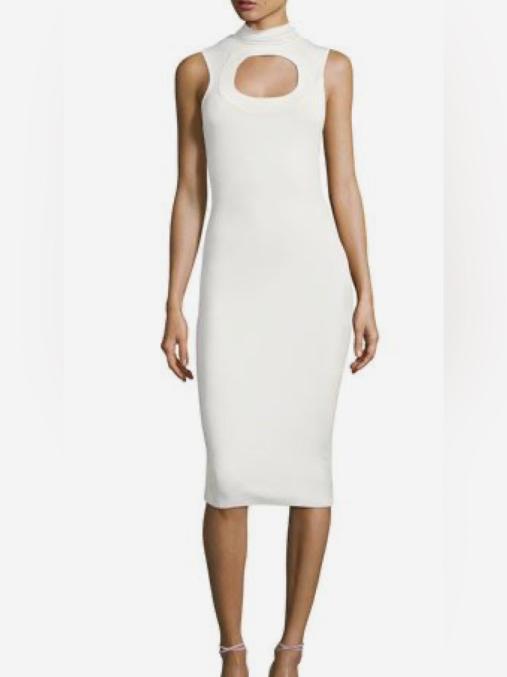 Solace London Leticia Sleeveless Dress Turtleneck Midi Knit White Dress size 4